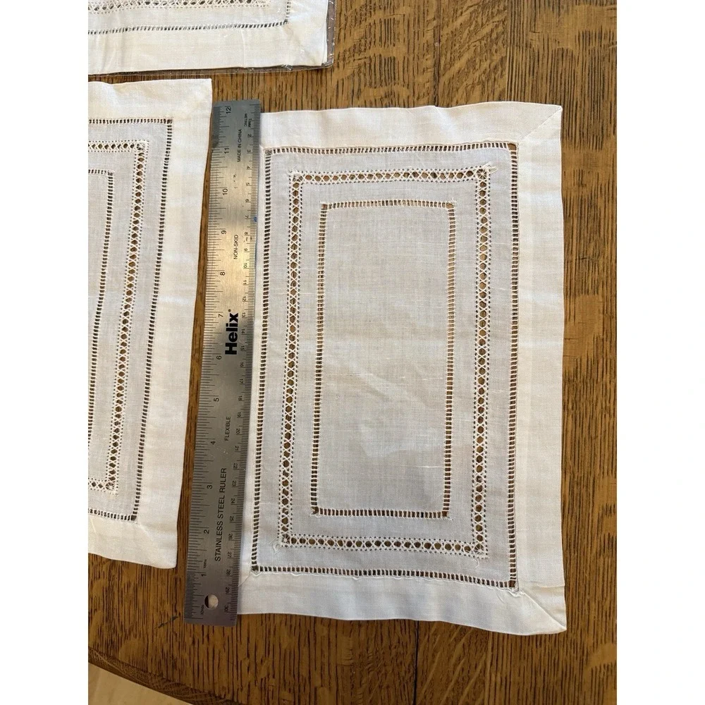 Set of 4 Linen Beige Mini Placemats 8